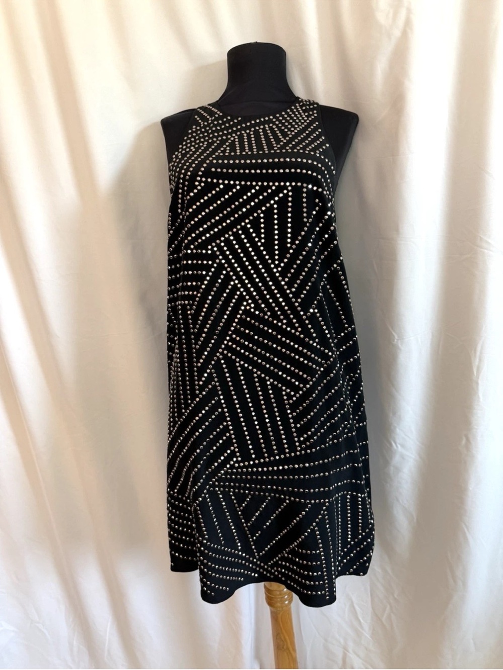 Trina Turk Black Silk Silver Studded Dress - Size 4 Small